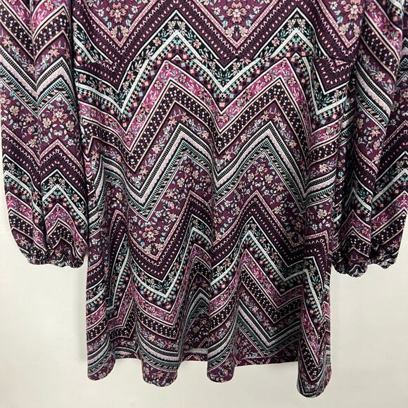 Live To Be Spoiled Chevron Print Sheath Boho Dress Size Large - Picture 4 of 11